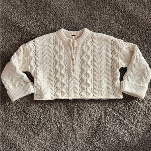 Free People Polly Cable-Knit Sweater, NWOT, Cream, XS